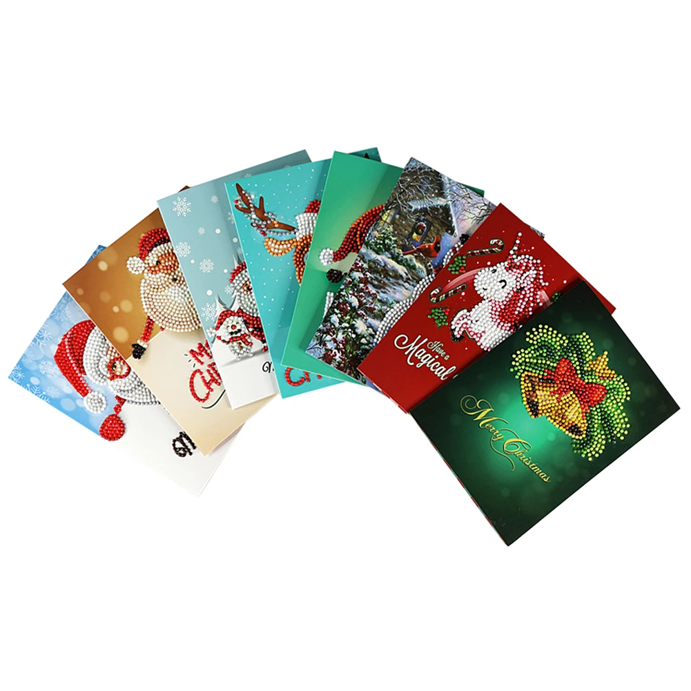 Рождественские открытки 8 наборов DIY 5D алмазная живопись креативная Рождество