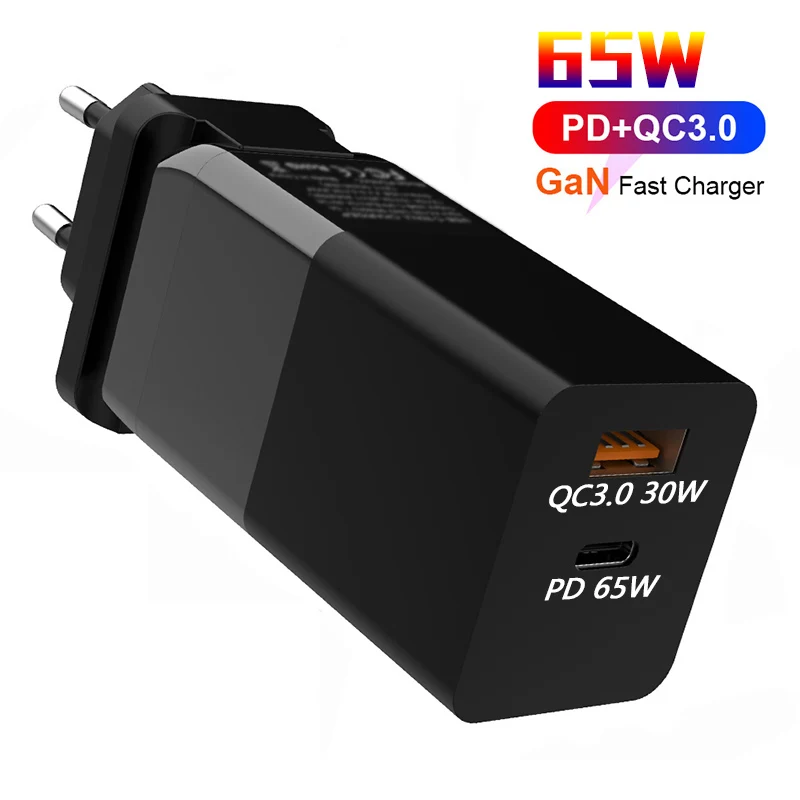 

Зарядное устройство сетевое с USB-портом и поддержкой быстрой зарядки, 65 Вт