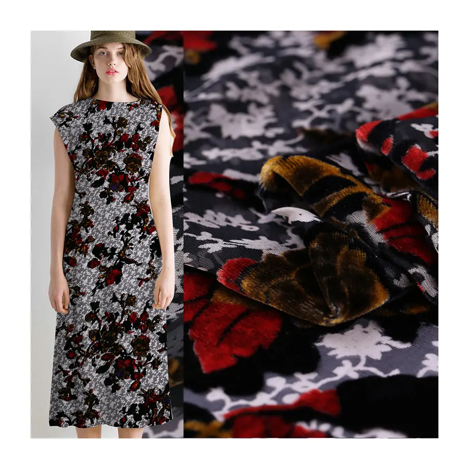 Распечатанная шелковая бархатная ткань для Шелкового велюрового платья|Ткань| |