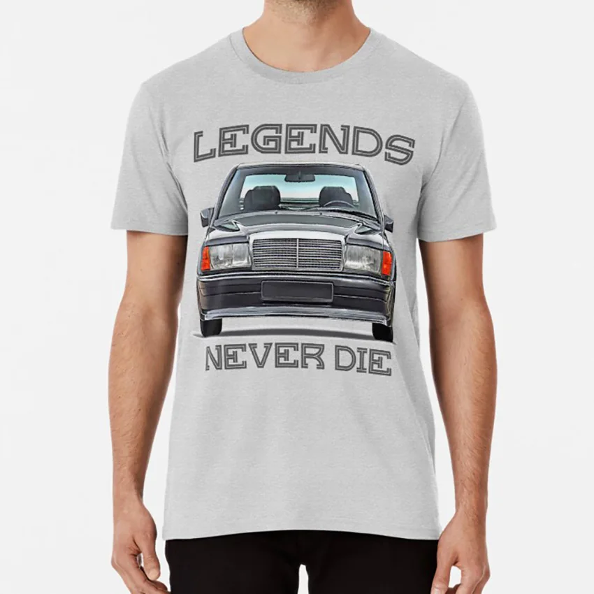 Футболка W201 Legends Never Die 190 e 190e mercedes evo 190evo w201 evo w201 w 201 w201 подарок w201 - Цвет: Серый
