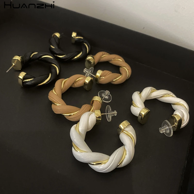 HUANZHI 2020 новые корейские трендовые минималистичные закрученные кожаные черные