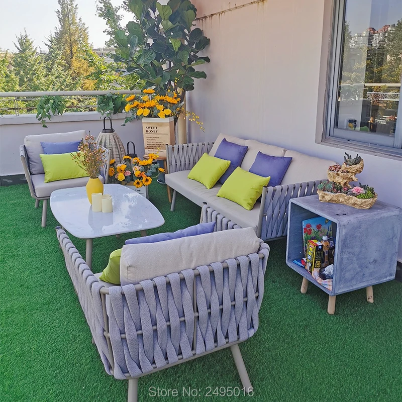 Набор уличной мебели комплект из 4 веревок и алюминиевых секций для сада газона