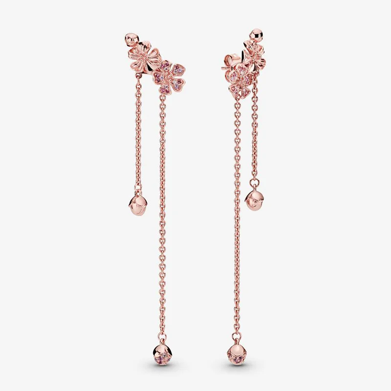 

Серьги-подвески женские из серебра 925 пробы, с цветком персика