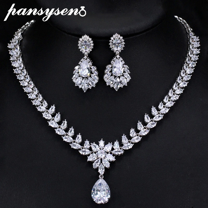 Женские Наборы украшений PANSYSEN набор из колье/серёг стерлингового серебра 925