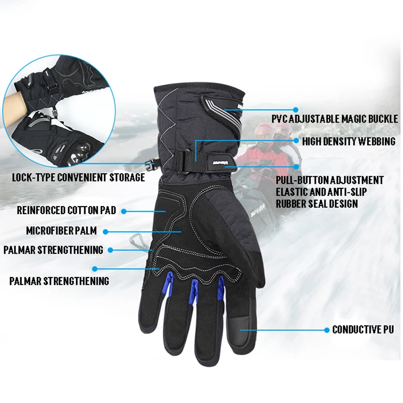 Новые мотоциклетные перчатки мужские 100% водонепроницаемые ветрозащитные зимние