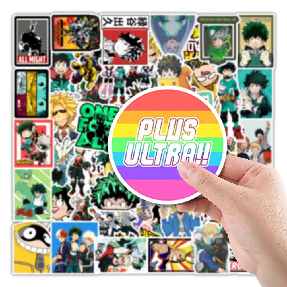 103050100pcs cartoon my hero academia anime stickers laptop phone izuku midoriya might boku no hero academia character decals free global shipping