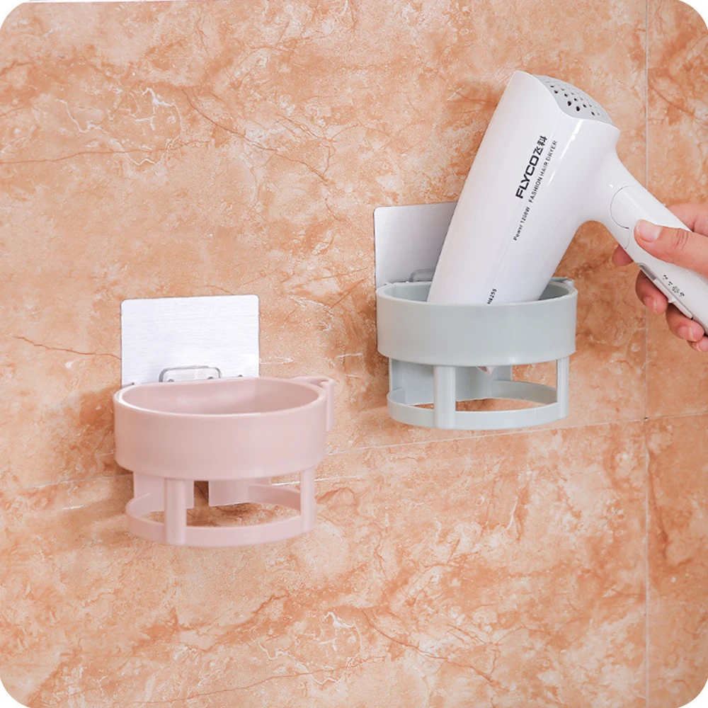 

Wall-Mounted No Drilling Hair Dryer Holder Rack ABS Storage Shelf Bathroom Organizer Household Hotel Hanging Rack