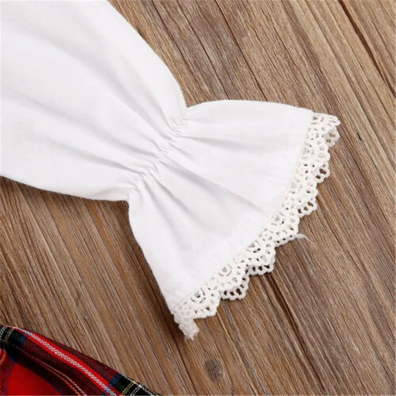 Женский Рождественский комплект одежды для маленьких девочек Однотонная юбка с