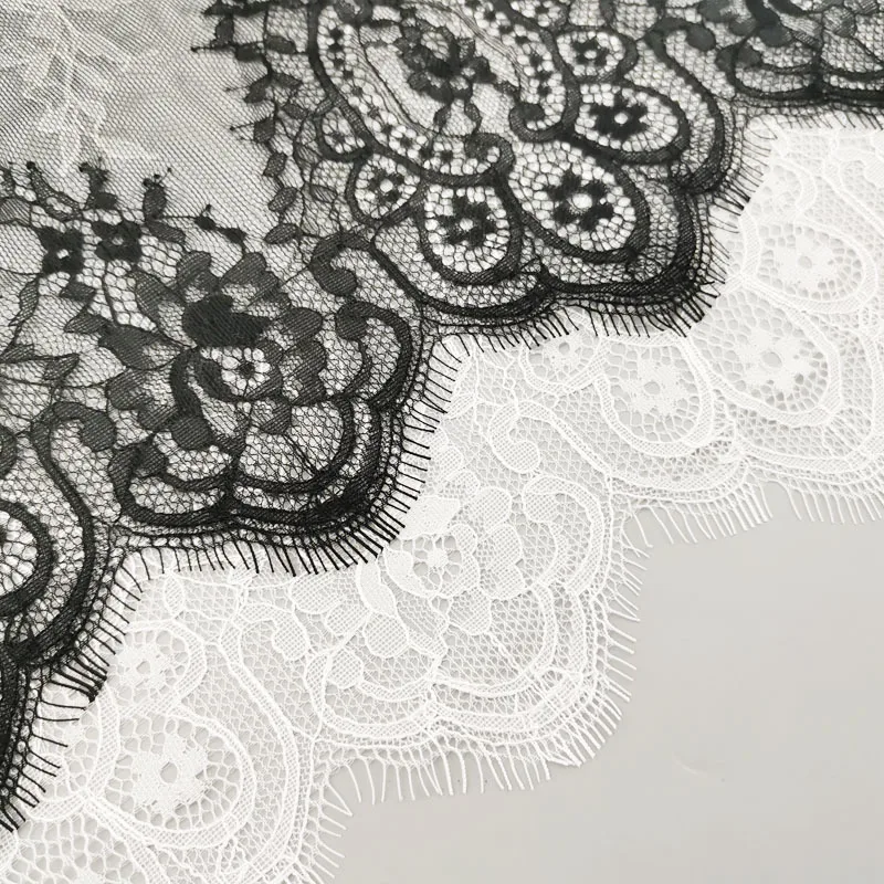 

(3 Meters/lot) 42cm Width High Quality Eyelash Lace Trimming Fabric Decoration Sewing Clothing Embroidered Wedding Dress Fabric