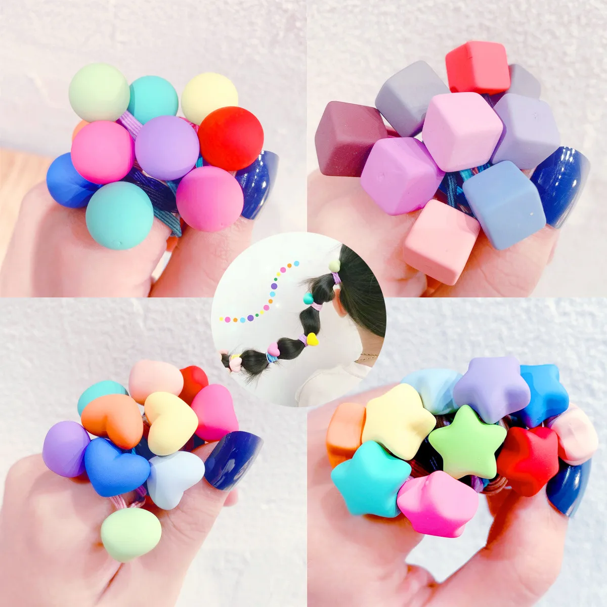 10 шт. Японские матовые бусины на резинке для волос для девочек в ярких цветах, аксессуары для хвоста.