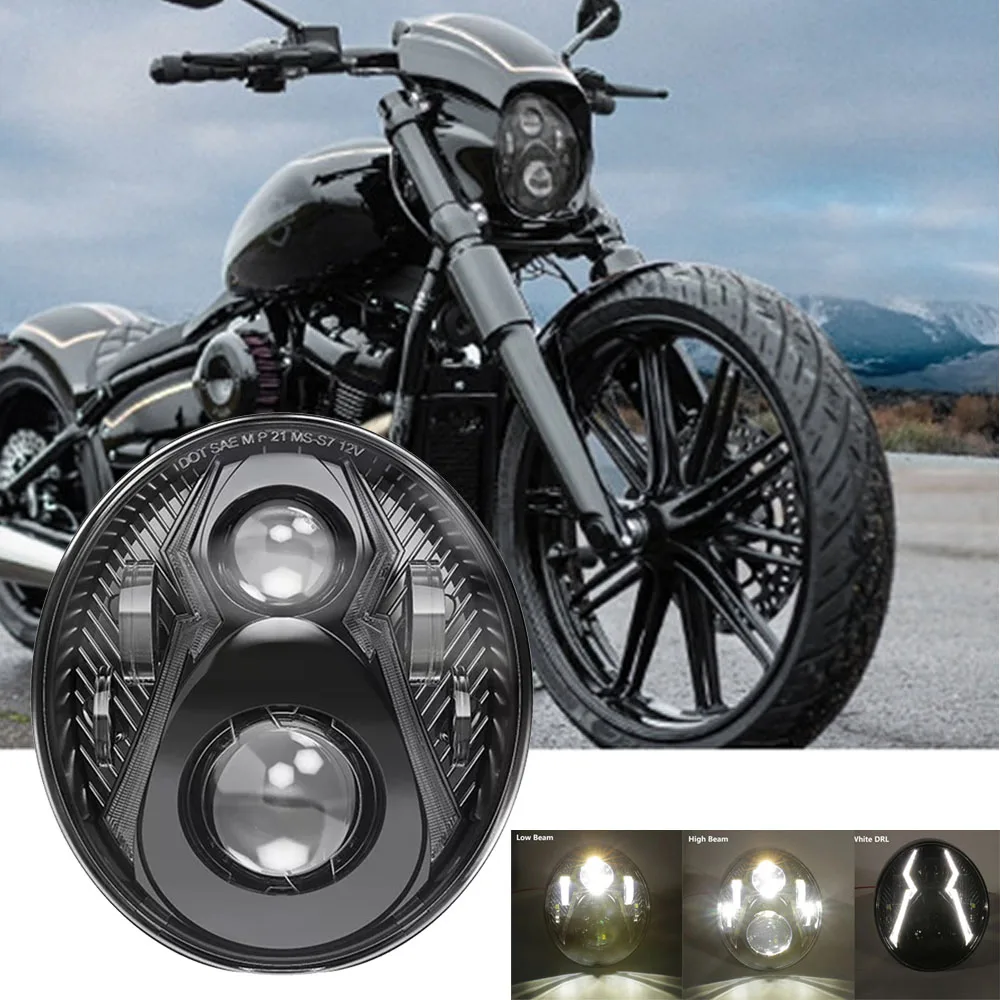 

DOT Approved LED Headlight with White Lightning DRL For Softail 2018 2019 2020 Breakout 114 107 FXBR FXBRS Motorcycle Headlight.