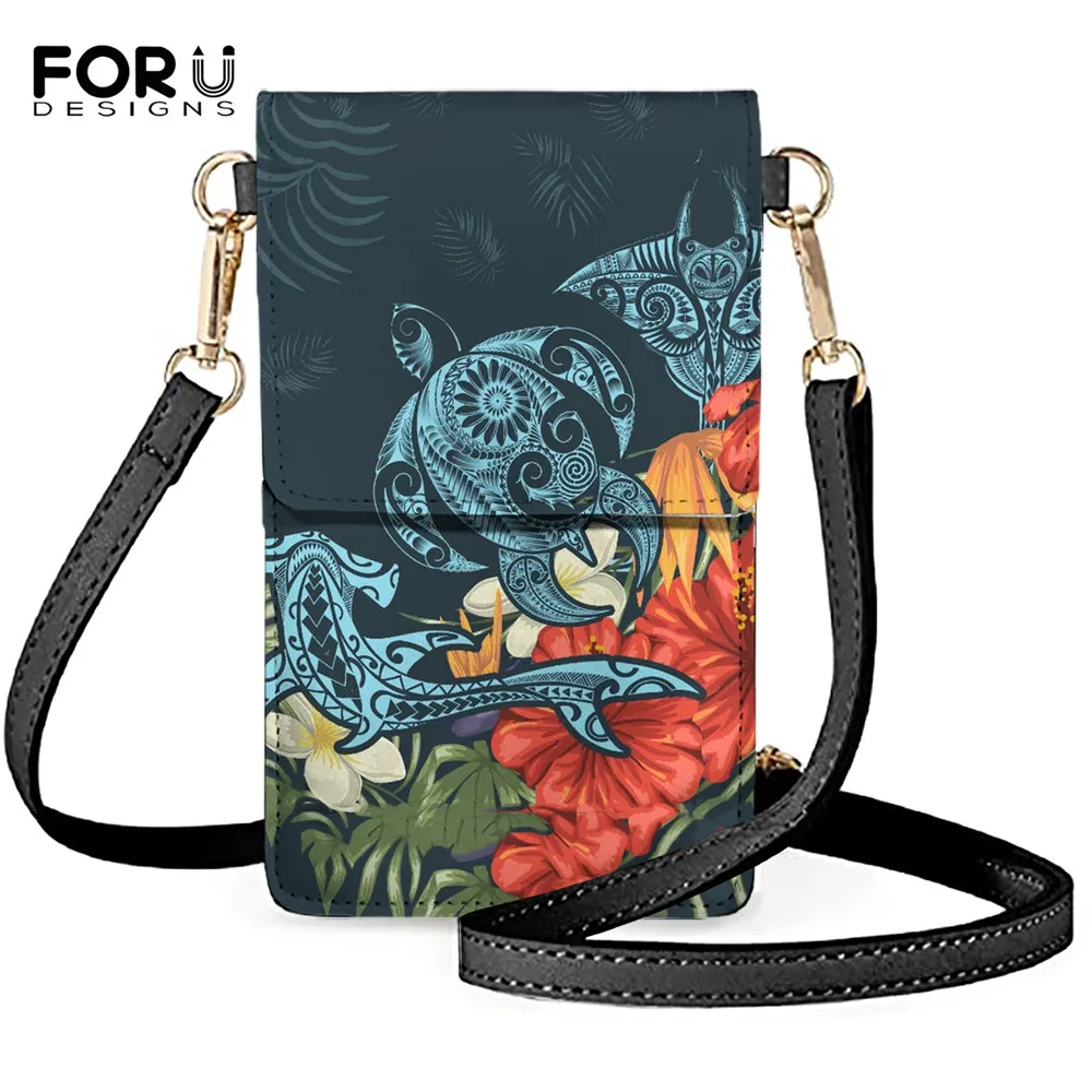 

FORUDESIGNS, гавайский поли-черепаха, стильный карман для сотового телефона для женщин, роскошный женский кошелек для монет сумка через плечо из ...