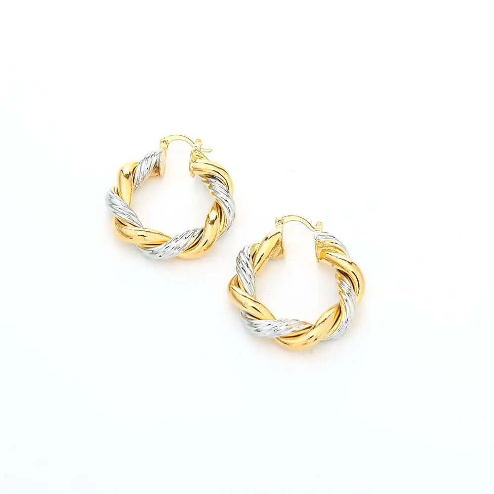 

Ethiopian Jewelry Two Tone Twisted Hoop Earring Jewelry Exquisite Women Earrings