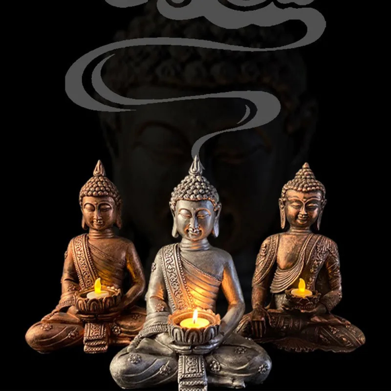 

Подсвечник в виде статуи Будды, Декоративная скульптура, подсвечник для чайника, подходит для гостиной, прихожей, патио, сада