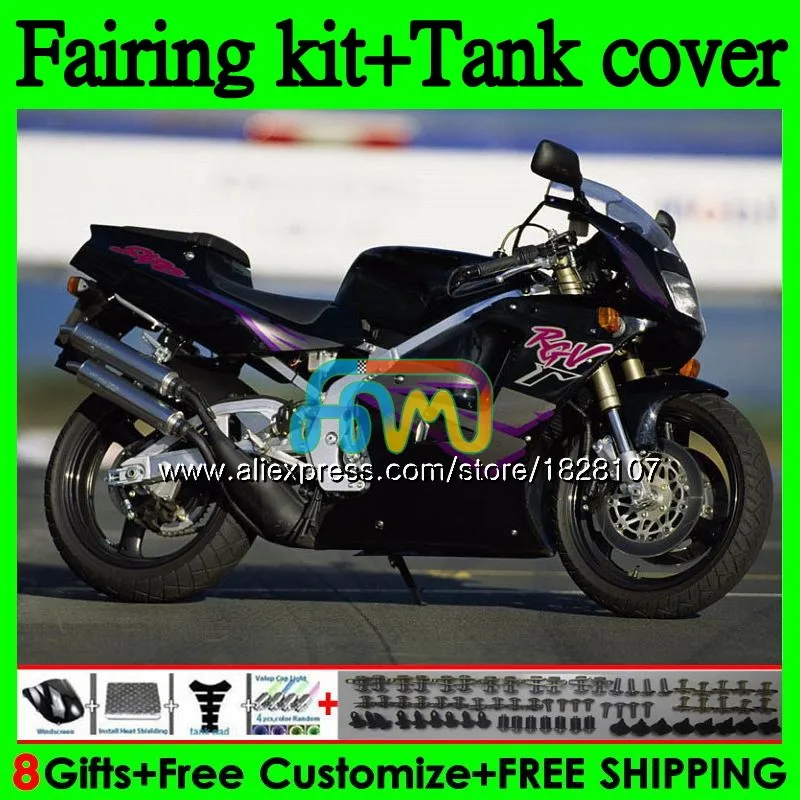 

Комплект + бак для SUZUKI, глянцевая черная фотовспышка RGV250 SAPC VJ22 103BS.108 VJ21 RGV 250 92 93 94 95 96 1992 1993 1994 1995 1996 обтекатель