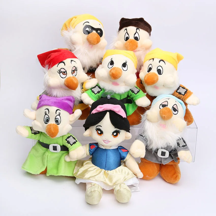 

[VIP] 8pcs/set Cute 28cm Snow princess and the seven Dwarfs Plush stuffed Doll model Toy soft cotton doll kids baby gift