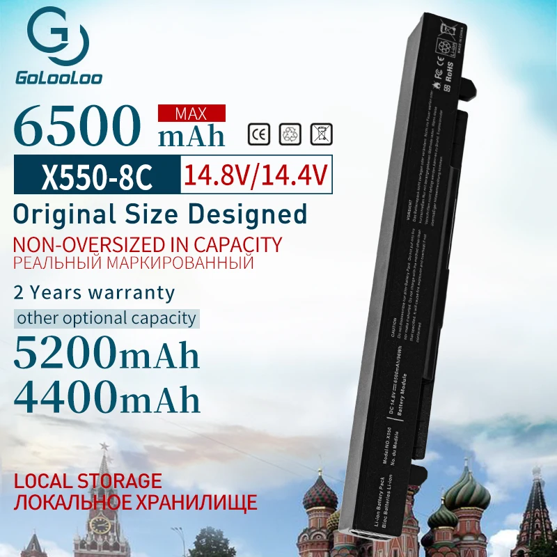 Golooloo 8 ячеек Φ X452E X450L аккумулятор для ноутбука Asus X550 A450 A550 F450 R409 R510 X450 F550 K450 K550