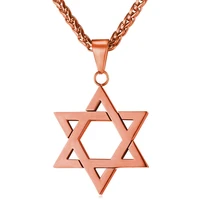 collare magen david star men chain necklaces pendants women stainless steel rose gold color israel jewish jewelry p572