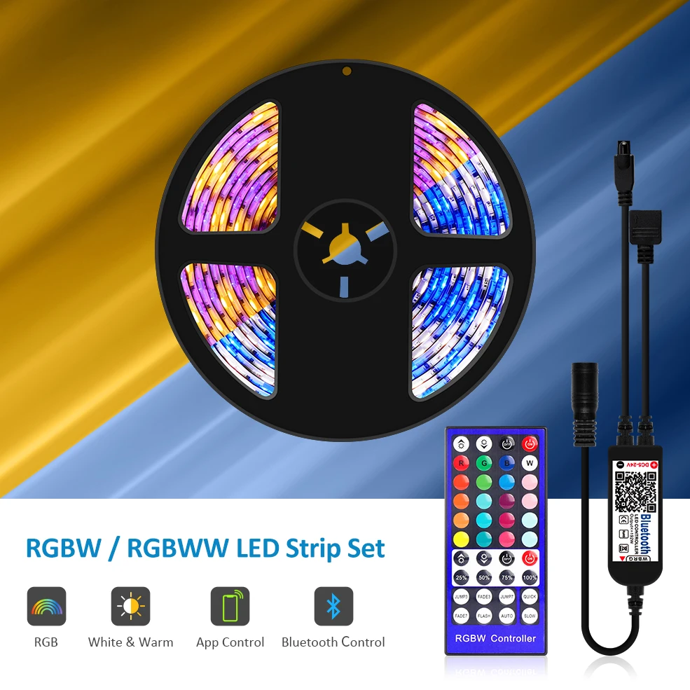 RGBW RGBWW светодиодный светильник 5050SMD Bluetooth Светодиодная лента 40Key пульт дистанционного управления Водонепроницаемый светодиодный светильник 60 Светодиодный s/m 5M