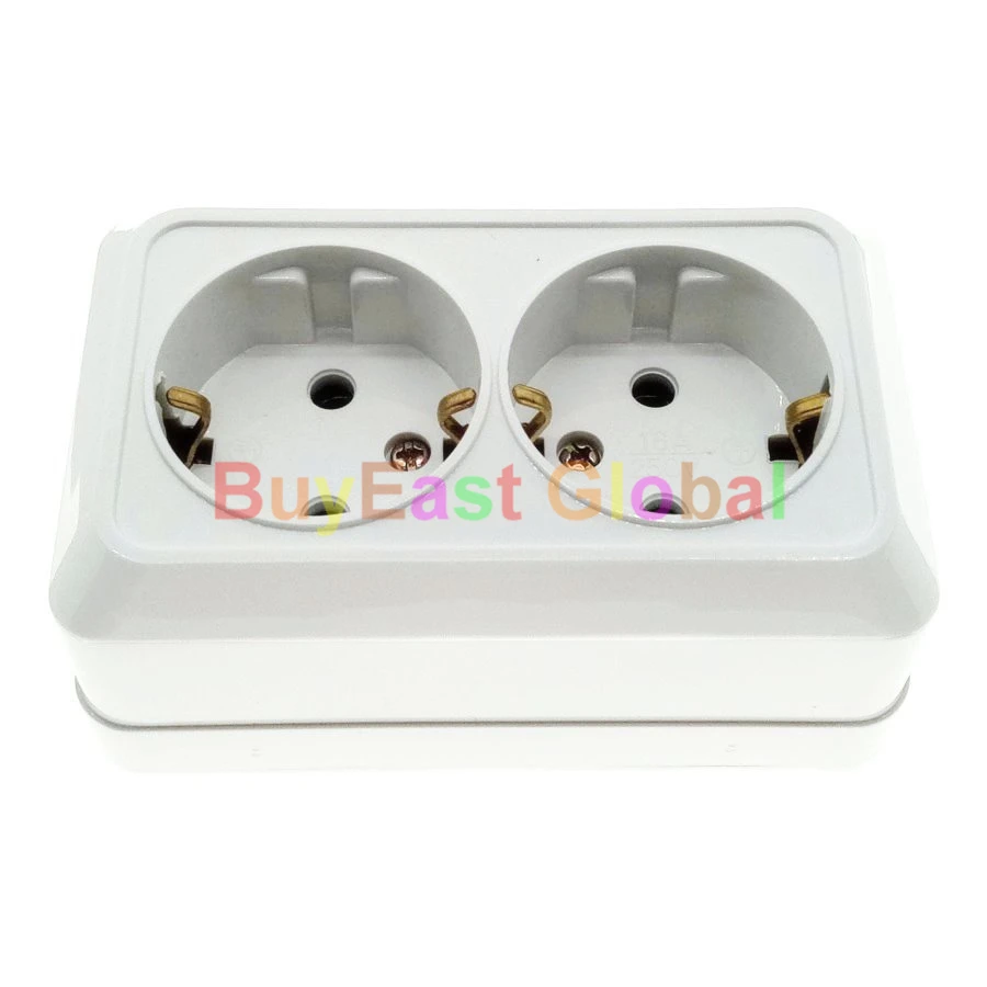 Двухсторонняя розетка европейского стандарта Schuko (тип F) с поверхностным