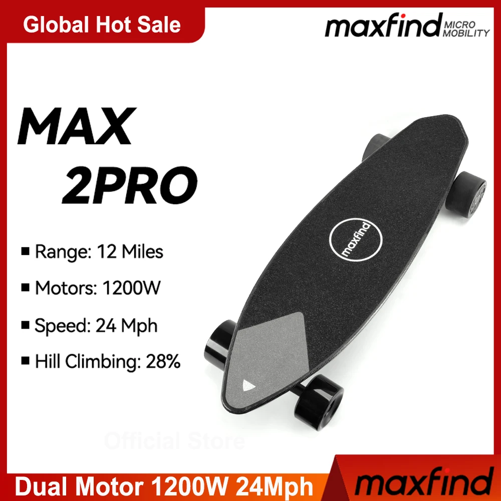 Maxfind Mini Electric Skateboard 1200W Dual Motor Drive Short Skateboard Deck Longboard protable street cruiser for adults teen