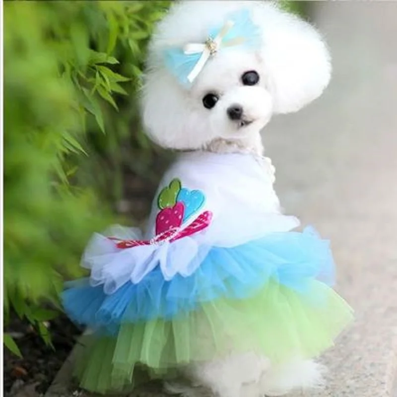 Принцесса Bling Pet Одежда для собак платья свадебное платье принцессы Летнее платье одежда милое пальто для маленьких собак - Цвет: green