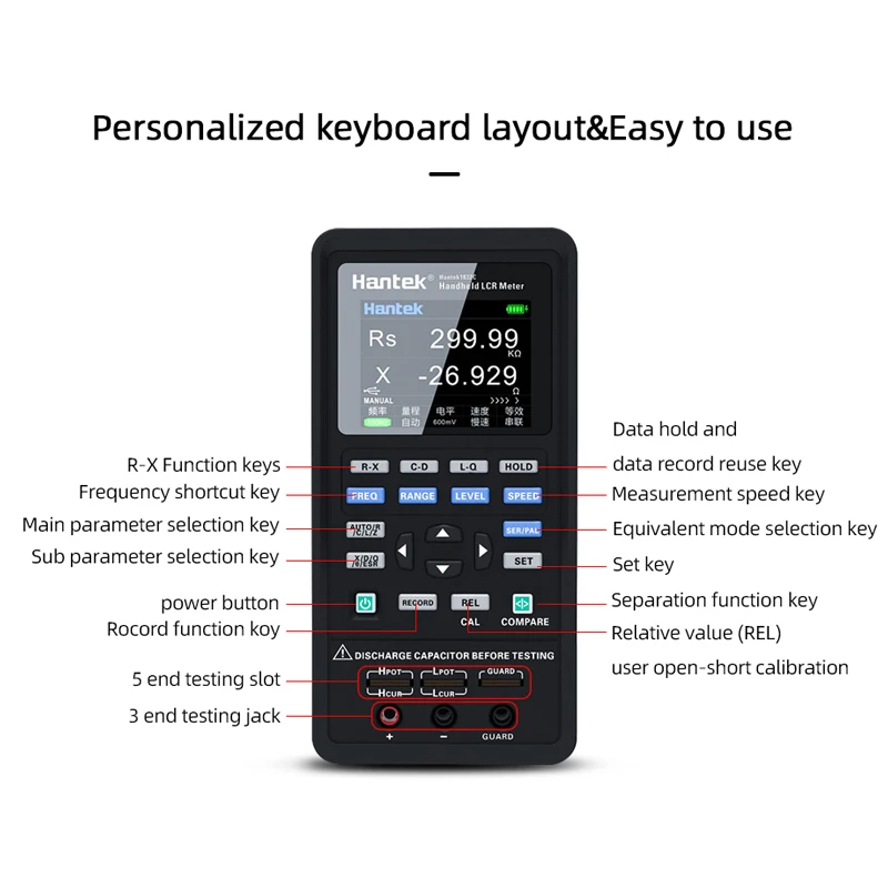 

Hantek 1832C/1833C Handheld LCR Digital Bridge Portable Meas Inductance Capacitance and Resistance Measuring Tester Tools