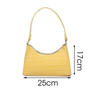 Crocodile Pattern Shoulder Bag For Women PU Leather Armpit Bag France Baguette Shape Bag Casual Female Handbags Advanced Totes