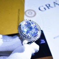 foydjew high quality simulation moissanite diamond rings super flash goose egg shape two wear style pendant wedding open ring