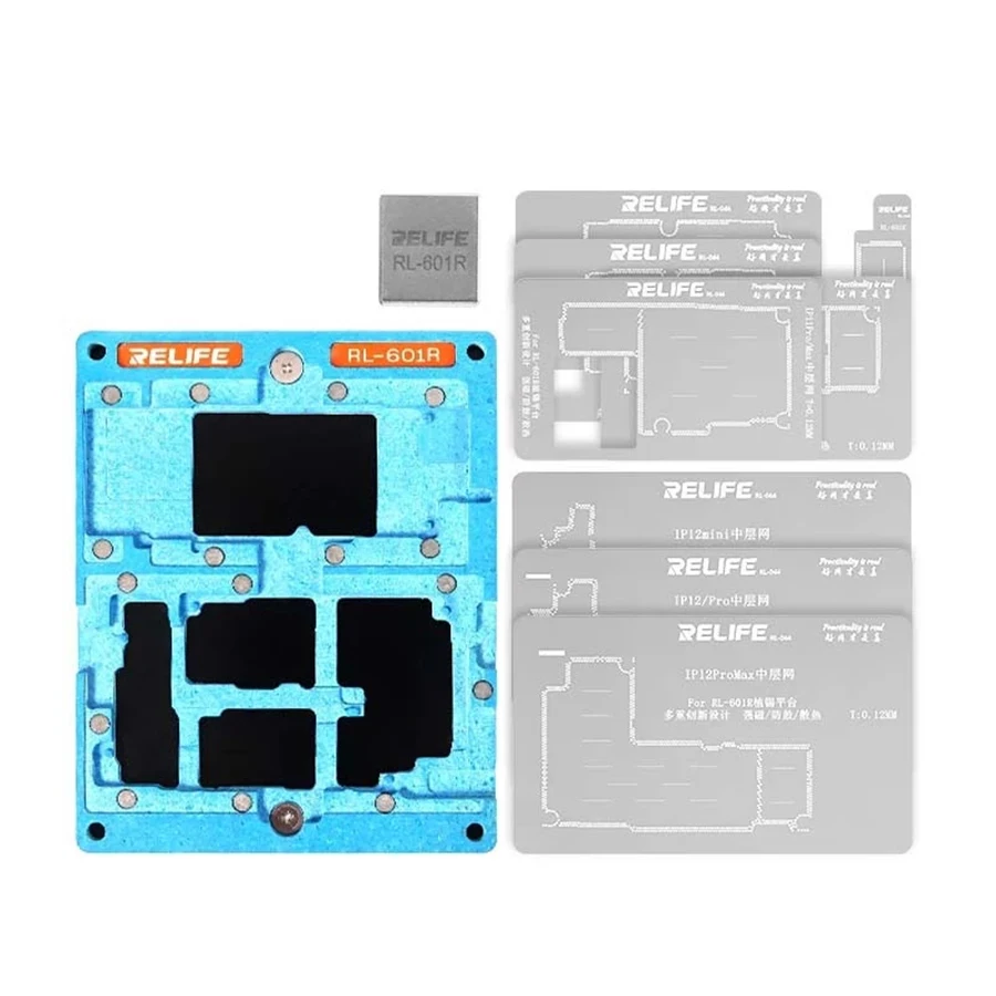 

Relife RL-601R Reballing Platform Kit For IP 12Pro 12mini 11Pro X Xs Motherboard Middle Planting Tin Repair Tools