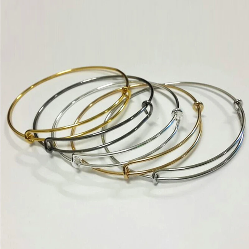 Adjustable Bracelet Stainless Steel DIY Charm Bangle 50-65mm Jewelry Finding Expandable Wire Bangles Bracelets Wholesale | Украшения и