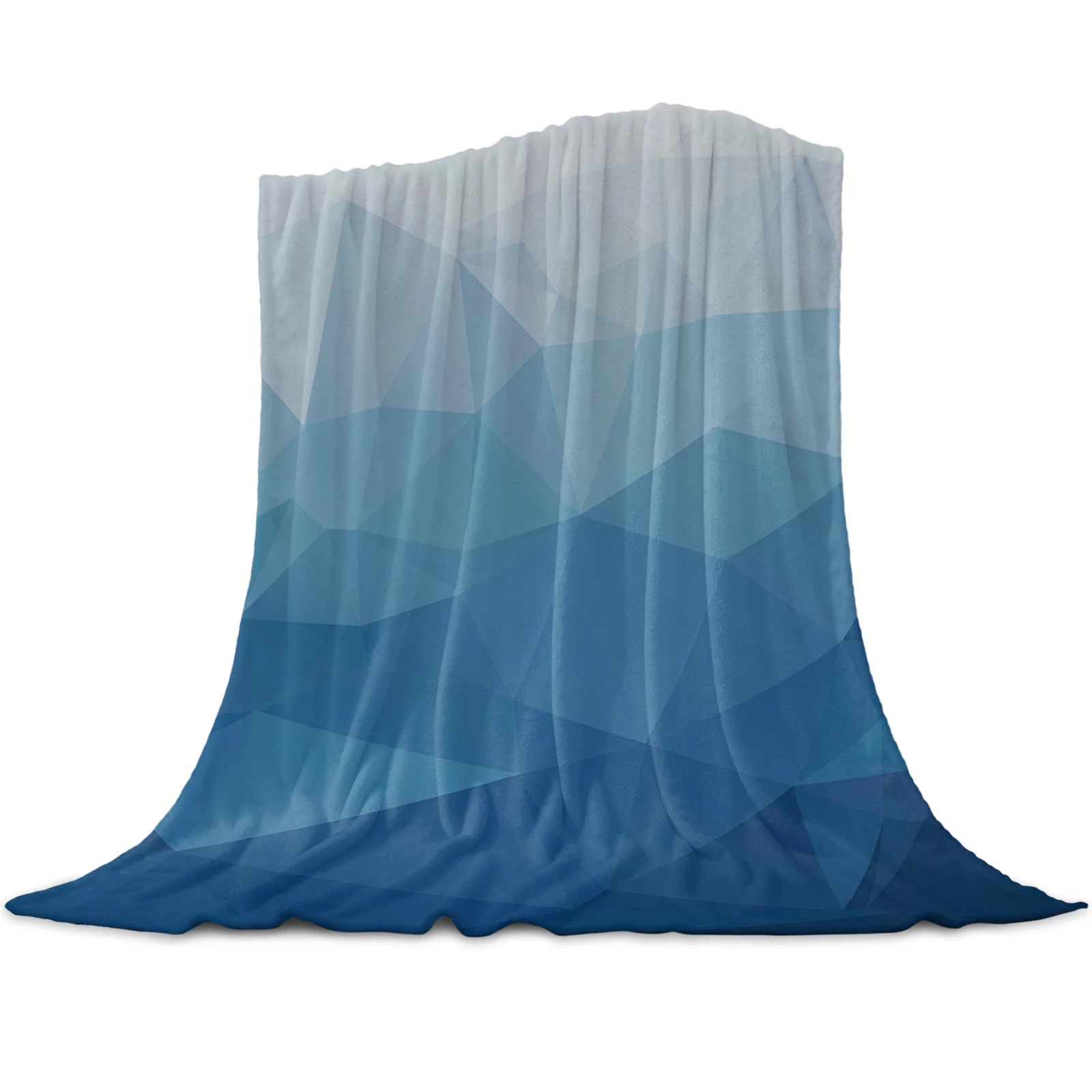 

Triangle Blue Gradient Coral Fleece Blanket Cover The Bed Flannel Sofa Blanket Small Blanket for Kids Home Textile
