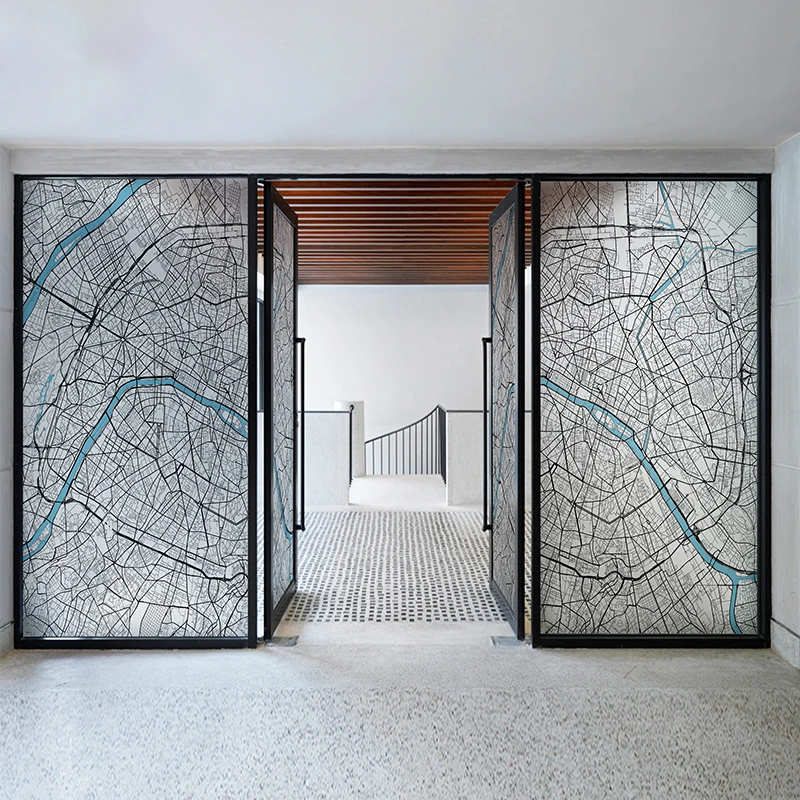 Оконная пленка размером на заказ статическая липкая карта узор украшение для