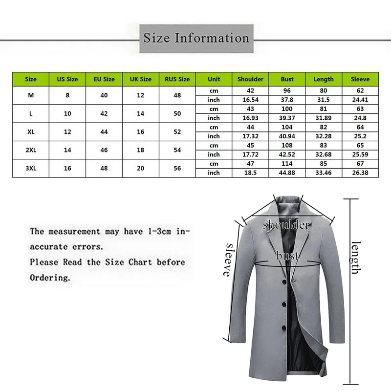 

JODIMITTY 2020 Men's Stylish Wool Long Coat Autumn Warm Casual Solid Slim Business Overcoat Woolen Blend Jackets Parka Male