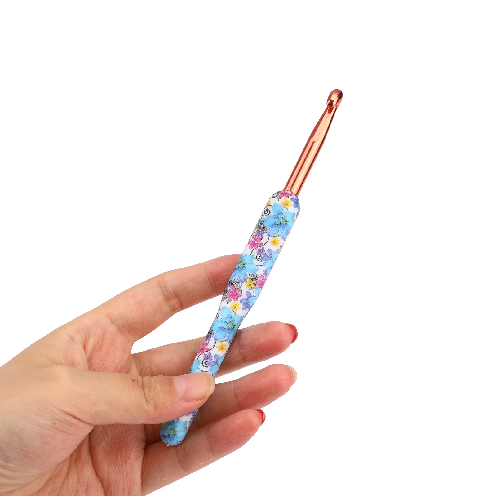New Aluminum Crochet Hooks Blue Color Knitting Needles Flower 2.5-6.0MM Ergonomic Croche Set Sewing Accessories 2021 |