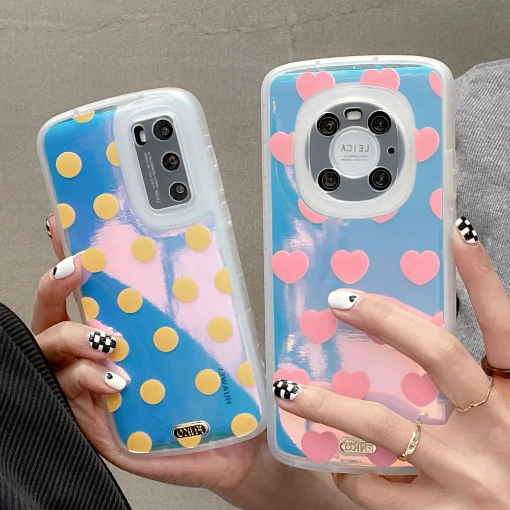 Лазерные Чехлы Love Heart для телефонов Huawei Nova 8 Pro, P50pro, P40, P30, Nova7, Mate40, mate30, Прозрачная Жесткая задняя крышка, защитный чехол