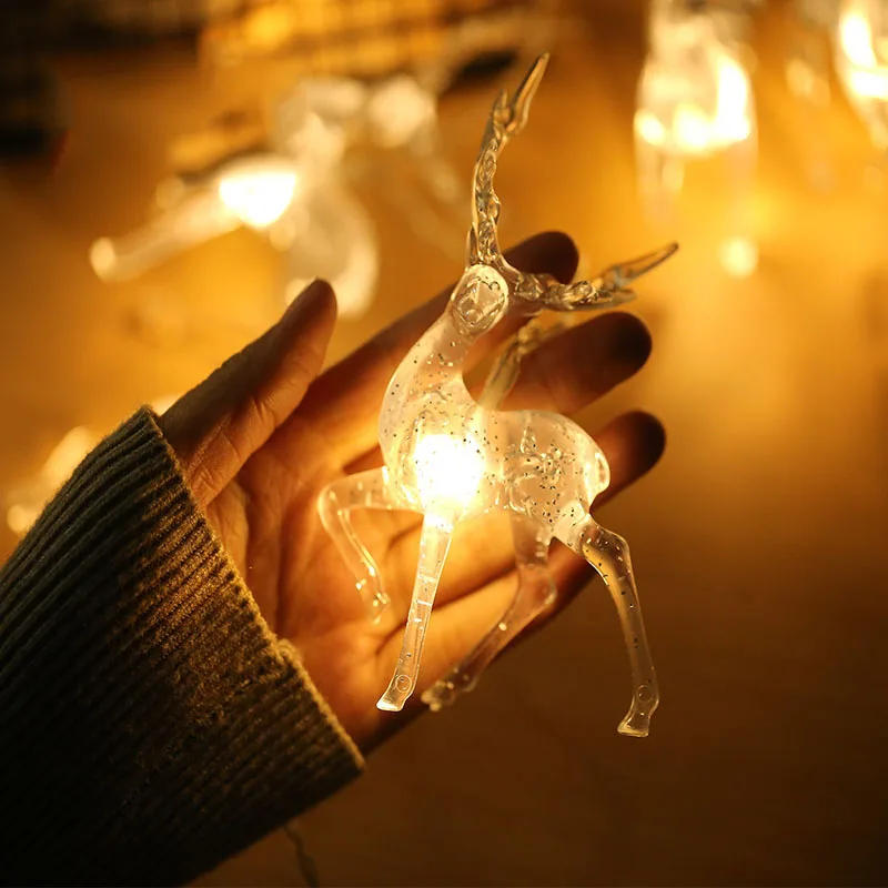 

10 Led Transparent Sika Deer Battery USB String Lights 1.5M Garland LED Decoration for Christmas Garland on the Window