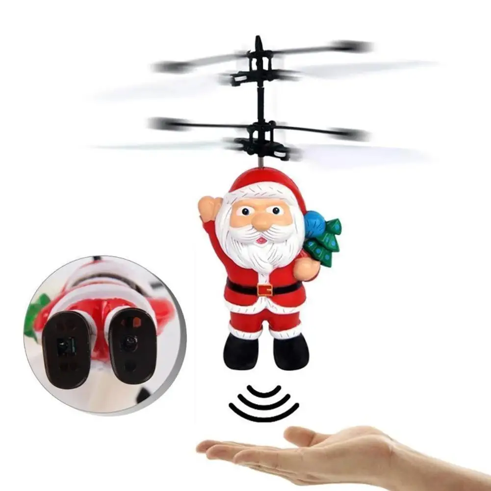 

Santa Claus LED Luminous Flight Toys Electronic Infrared Induction Aircraft Remote Control Toys Flying Plane Sensing Helicopter