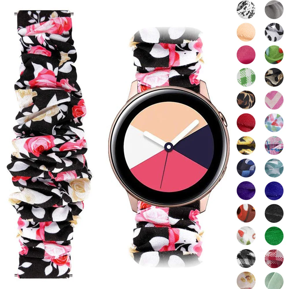 Scrunchie Elastic Straps For Samsung Galaxy Watch 46mm 42mm Printed fabric nylon Replacement Wristband for Amazfit GTR 42mm 47mm