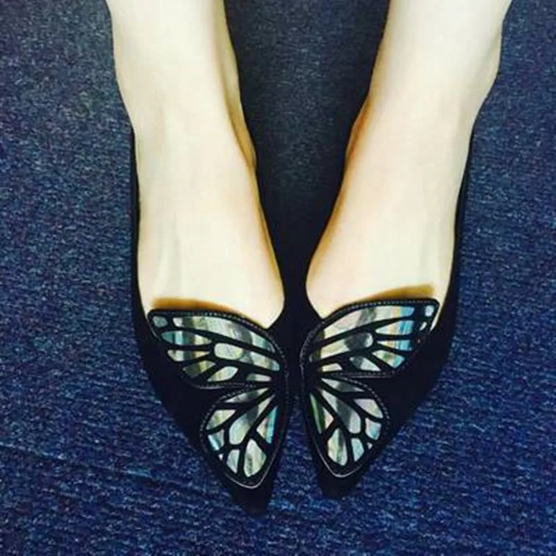 Модные женские туфли на плоской подошве с украшением в виде бабочки Элегантные