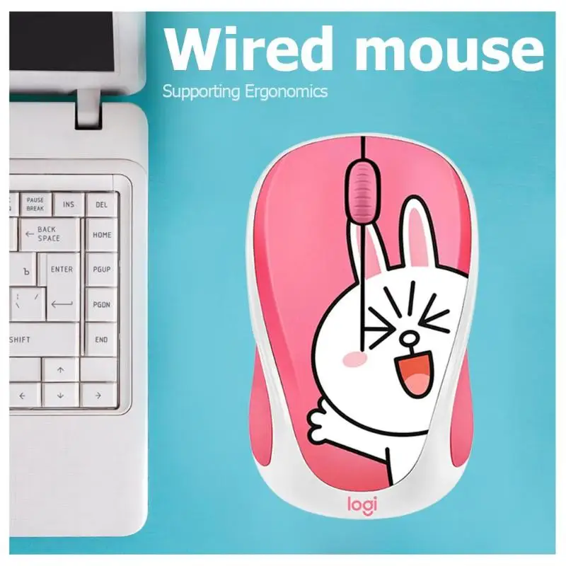 Милая беспроводная мышь logitech LINE FRIENDS, 2,4 ГГц, мини-мультипликационный usb-приемник, оптическая сенсорная игровая мышь для офиса, для ПК, ноутбука