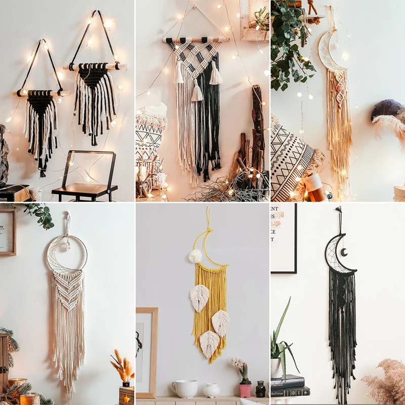 

Nordic Star Moon Macrame Wind Chimes Christmas Room Decoration Boho Room Decor Girls Kids Room Nursery Gifts Wall Hanging Decor