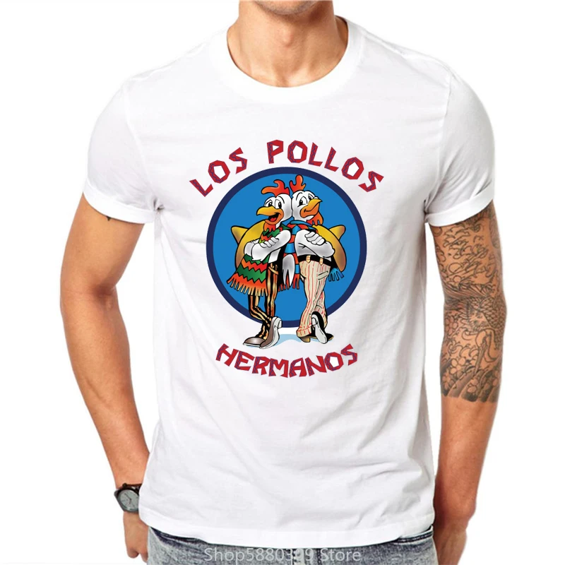 Футболка с надписью LOS POLLOS Hermanos модная летняя реглан принтом цыплята братьев