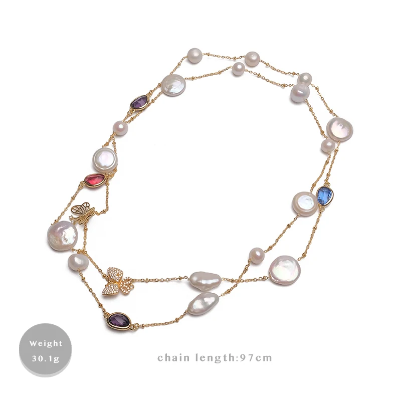 

Amorita Hollow out butterfly design fashion pearl necklace