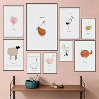 cute cartoon flamingo unicorn poster nordic wall art canvas print painting funny modern nursery picture for kids room home decor