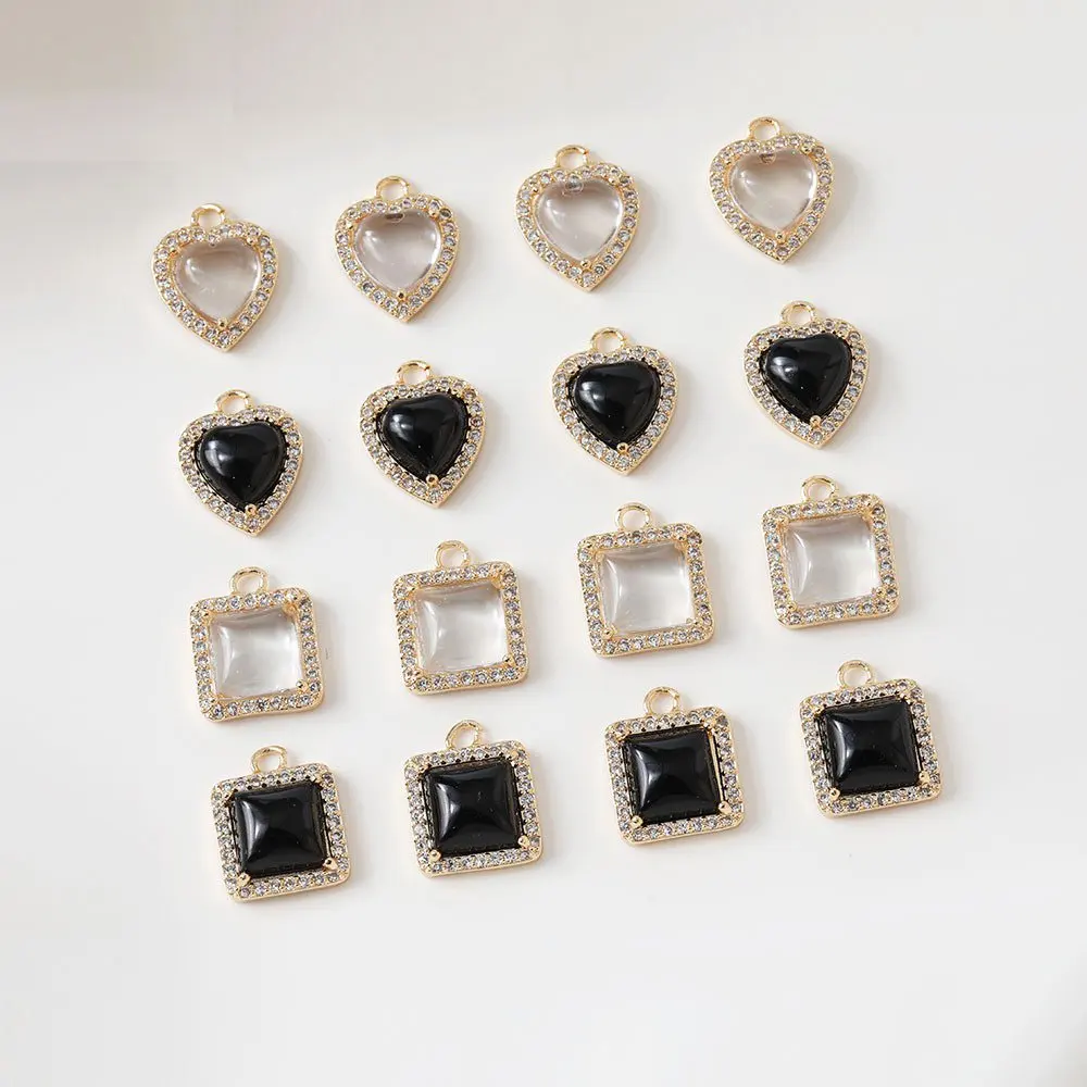 Ожерелье с кулоном «Love» из черного оникса с цирконием, 2 шт., 15 х19 мм, для изготовления ювелирных изделий «сделай сам», позолоченные латунные аксессуары ручной работы