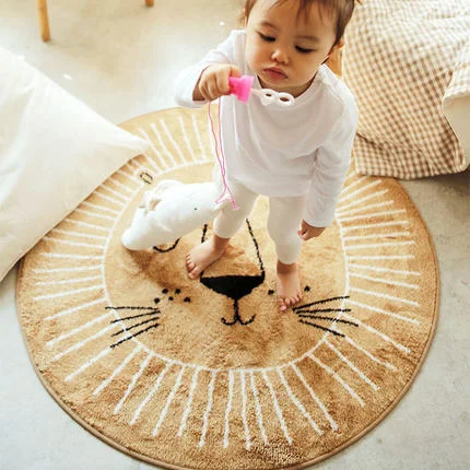 

Nordic New Cartoons For Children Baby Play Mat Round Lion Playmat Newborn Photography Props Living Room Carpet
