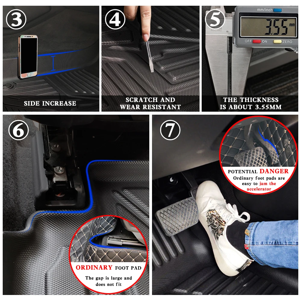 Универсальный автомобильный ТПЭ TPO напольный коврик для ног черный полный