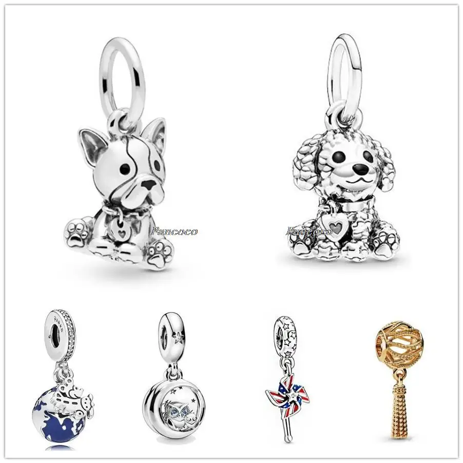 

Authentic 925 Sterling Silver Poodle Puppy Dog With Heart Tag & Just Because Pendant Fit Pandora Bracelet & Necklace Jewelry