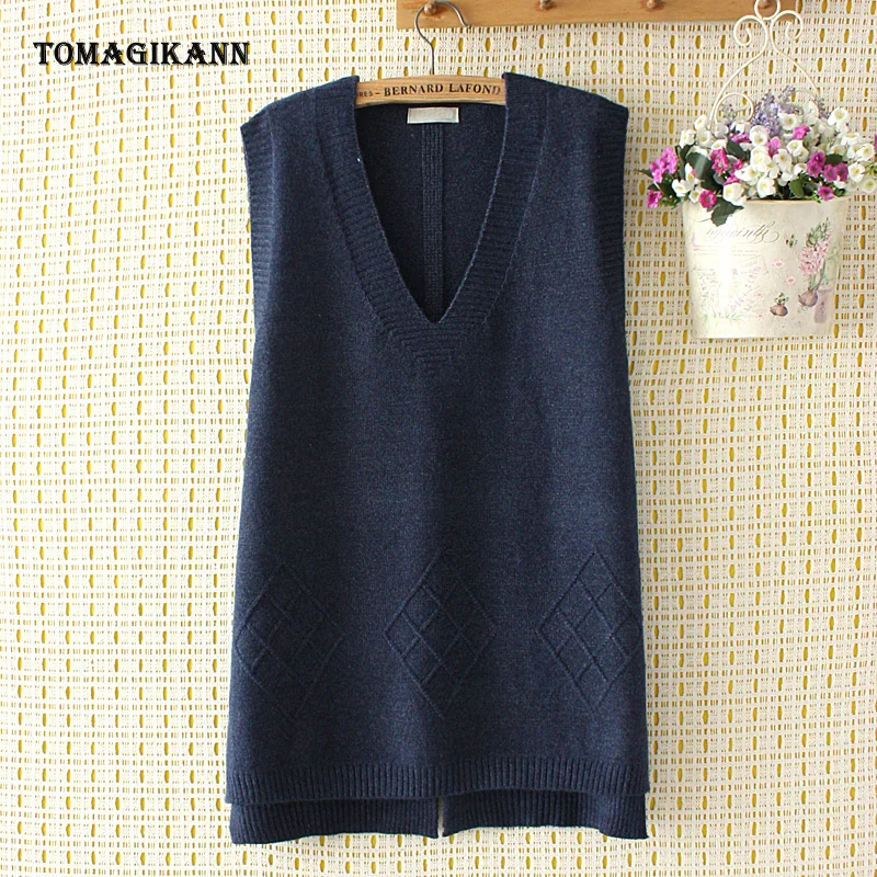 Женский свитер жилет вязаный Топ красные пуловеры с треугольным вырезом на